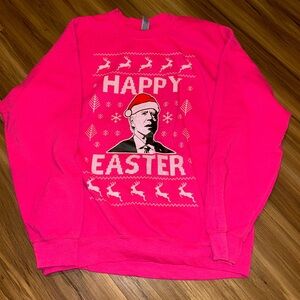 Ugly Christmas Holiday Crewneck Biden President Pink